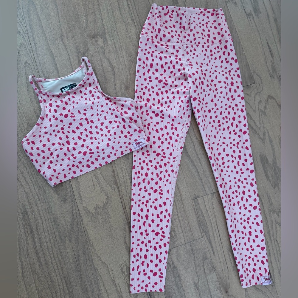 Beach Riot MGM Las Vegas set Pink Leopard Print Activewear Set